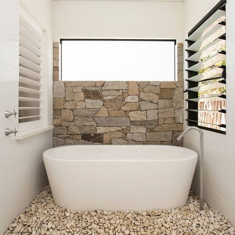 Bathroom Cool Designs Stone Wall