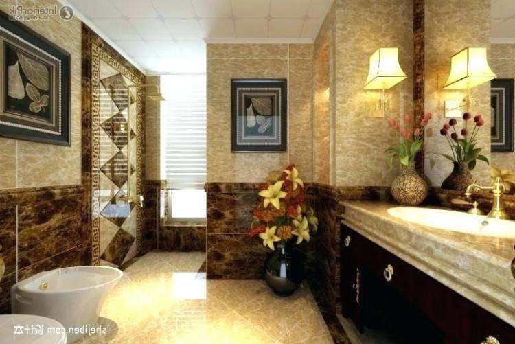 Contemporary Bathrooms Ideas In Warm Theme With Beige Wall Tiles And White Floor Tiles Combined