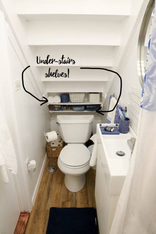 bathroom under stairs