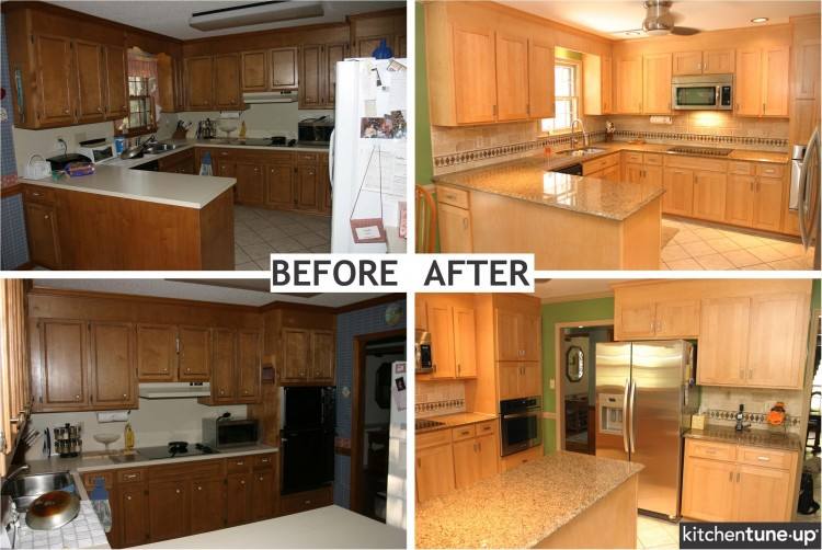 Painted oak cabinet remodel before and after