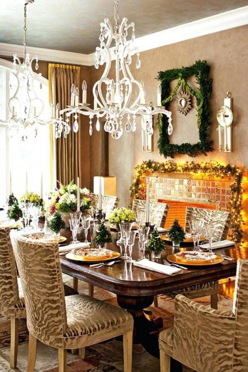 December Living Room Christmas Decoration For You House And Green  inside Christmas Dining Room Table Ideas