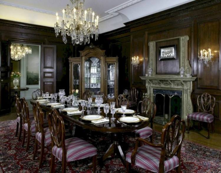 An air of historic elegance and tradition prevails in this Victorian dining room [Design: