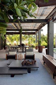 Outdoor Living Room & Kitchen with fireplace