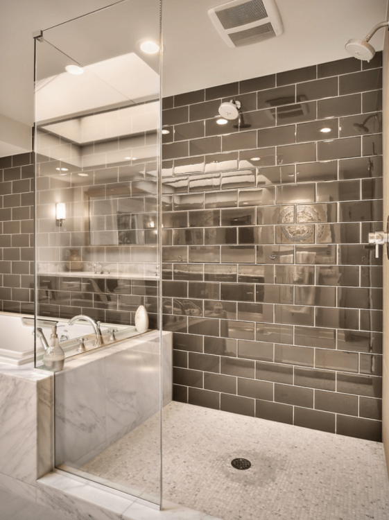 Grey bathroom tile (grey bathroom ideas) #GreyBathroom #Tile #Ideas Tags: Grey bathroom paint grey bathroom cabinets grey bathroom vanity grey bathroom