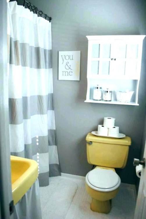 yellow and grey bathroom decor