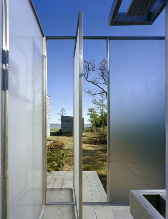 wooden outdoor  shower