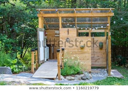 Cedar plank outdoor shower