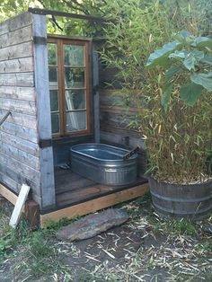 This outdoor shower installation is the one we prefer now (2017)