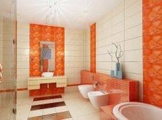 orange bathroom decor