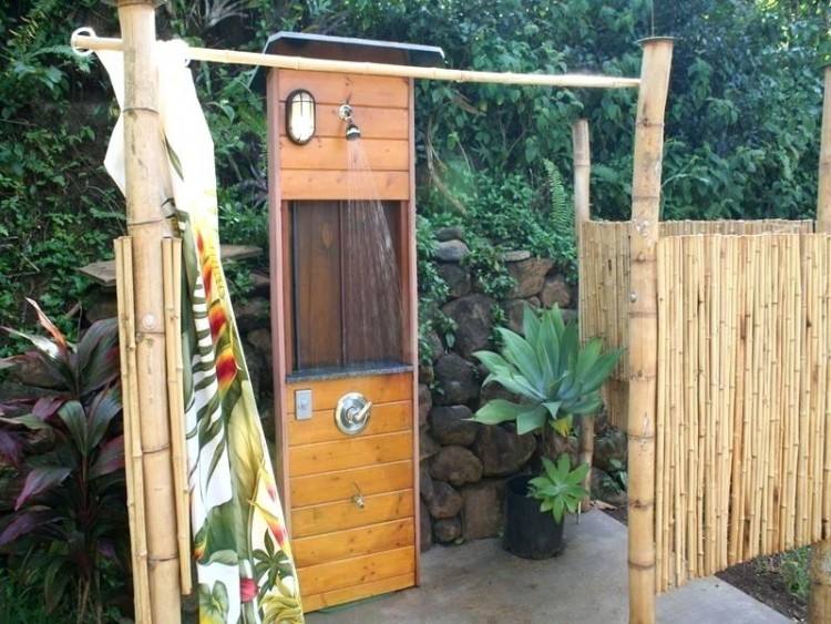 Bamboo outdoor shower