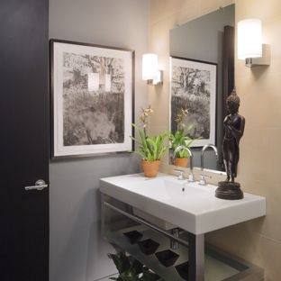 Small Bathroom Storage Ideas Rectangular Dark Brown Varnished Wooden Vanity Cabinet Grey Concrete Stone Polished Floor Stainless Steel Door Handle White