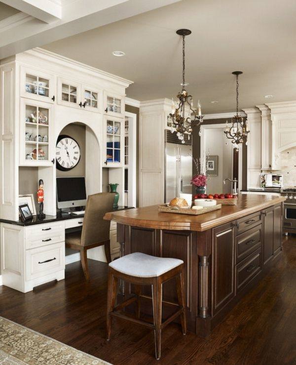 Farmhouse Style Kitchen Ideas Purple Island With Wooden Countertop Rounded Table With Yellow Chairs Stone Fireplace Exposed Ceiling Beams White Tile