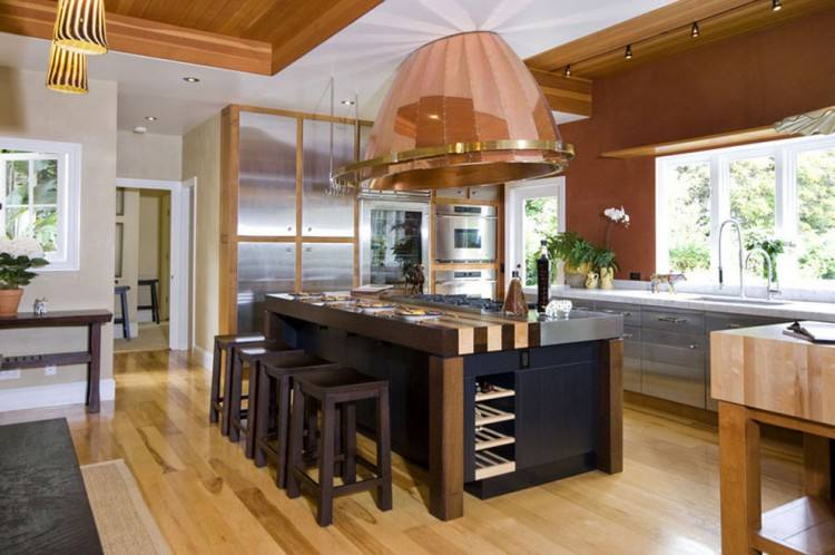 Kitchen, Minimalis Copper Kitchen Stone Counter Top White Backsplash Natural Finished Furniture Stainless Steel Stove