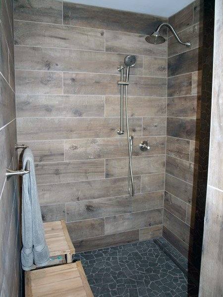 small tiled shower