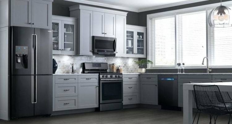 kitchen with black appliances