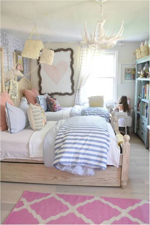 Girl's bedroom in a modern farmhouse