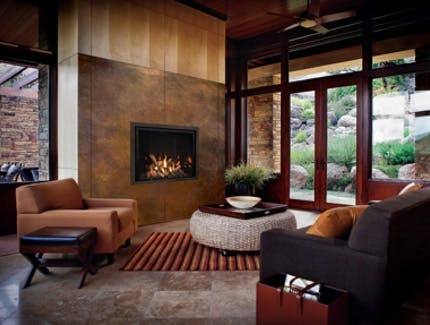 outdoor stone fireplace