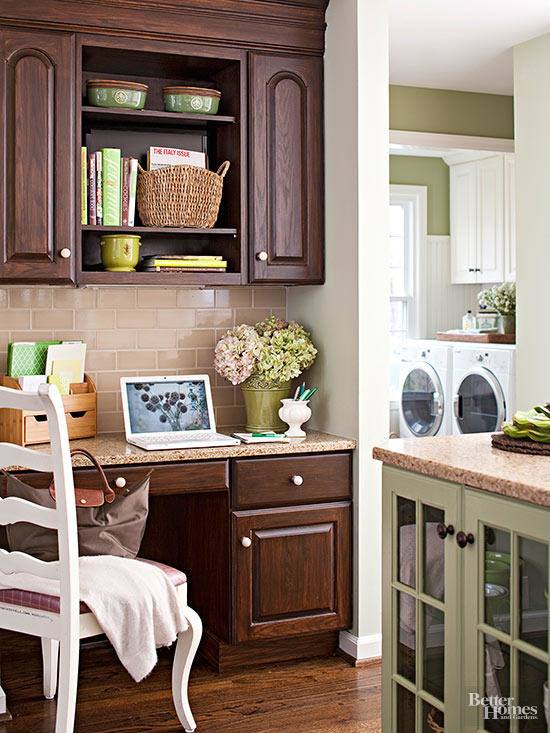 Danville kitchen cabinets in maple pearl with island in alder truffle