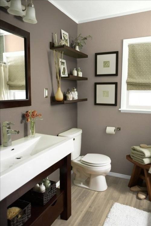 BATHROOM: Shelving idea; take down towel hanger and put up mini shelves?  Maybe the IKEA spice racks would work here