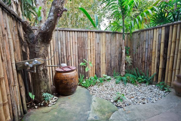 A beautiful outdoor shower for a beautiful rustic master bath