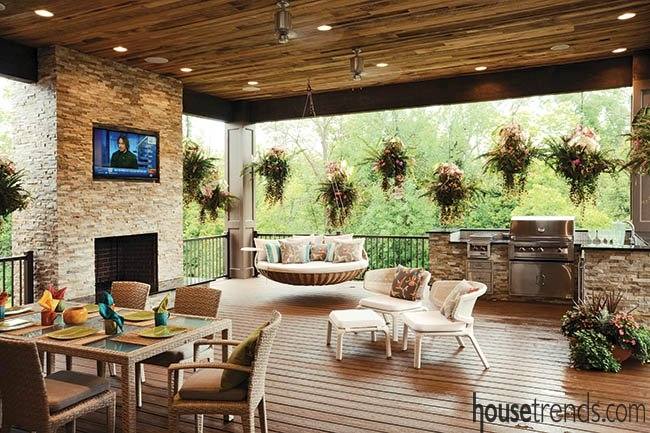 Outdoor fireplaces can be a focal point