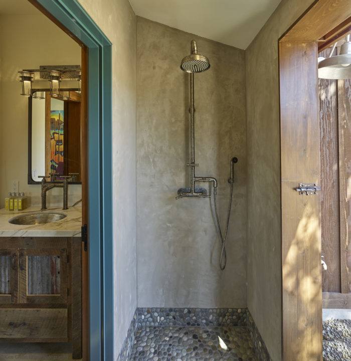 Elaine and Mark McDuffee's outdoor shower in Jamesport is made of Azec