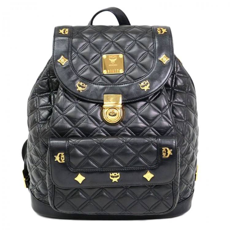 Black leather women`s backpack