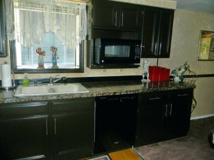 Kitchen Cabinets, Dark Brown Rectangle Modern Wooden Kitchen Cabinet Kits Sale Varnished Design For Closeout