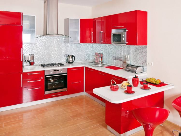 DIY RED Painted Kitchen Cabinets by Tracey's Fancy