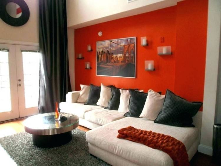 grey and orange living room